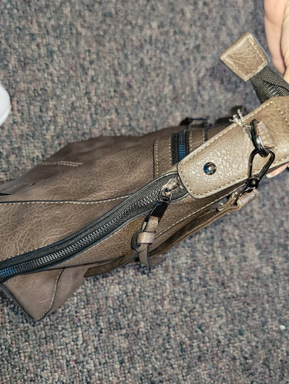 Brown Leather-Style Hobo Shoulder Bag - Casual Everyday